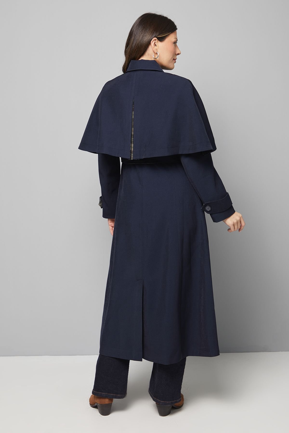 Wallis Wallis Women's Belted Cape Coat in Navy - 3