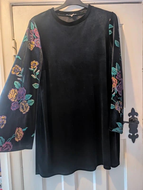 ASOS Black velvet bell sleeve size 16