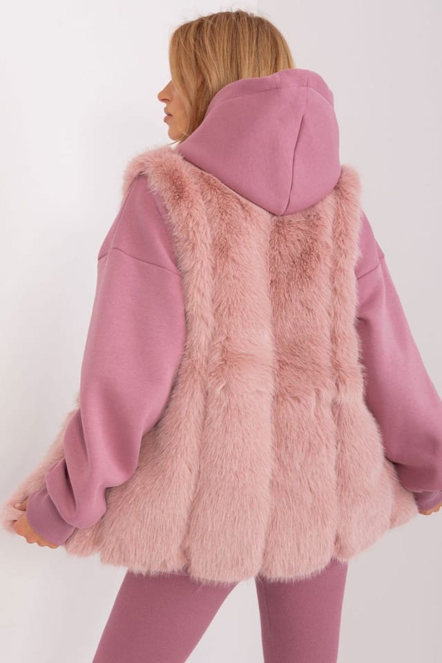 Love Lace Love Lace Women's Soft Faux Fur Vest with Pockets for Winter in Pink - 3