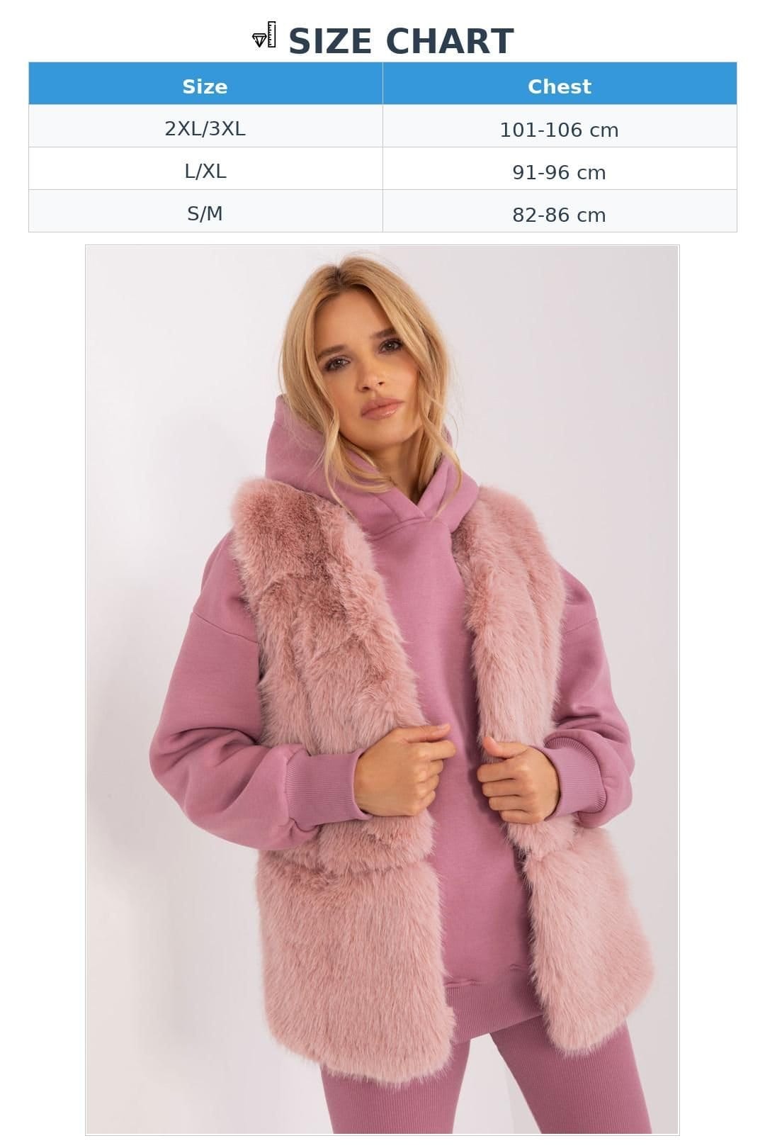 Love Lace Love Lace Women's Soft Faux Fur Vest with Pockets for Winter in Pink - 4