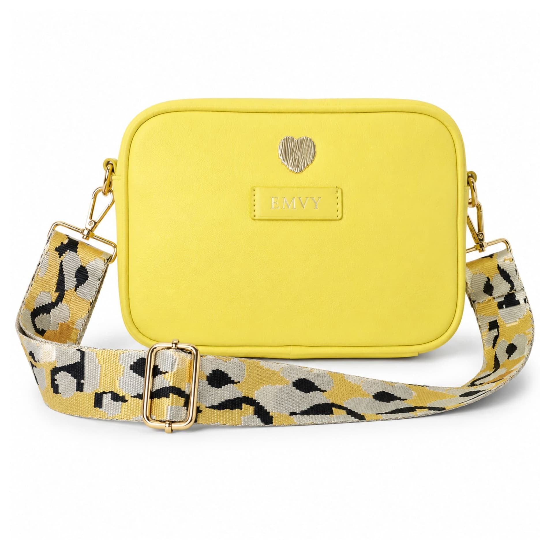 Love EMVY Love EMVY Women's Genuine Leather Mini Signature Heart Crossbody Bag With 2 Straps in Yellow