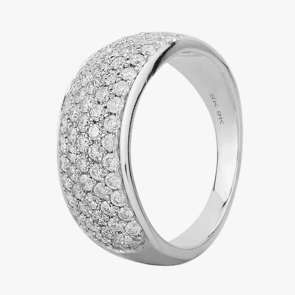 T.H.Baker T.H.Baker Women's 9ct White Gold 1.00ct Diamond Pave Ring TH0146569 R in Silver