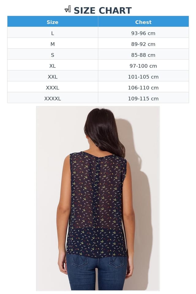 Love Lace Love Lace Women's Bird Print Chiffon Sleeveless Blouse With Zip in Navy - 3