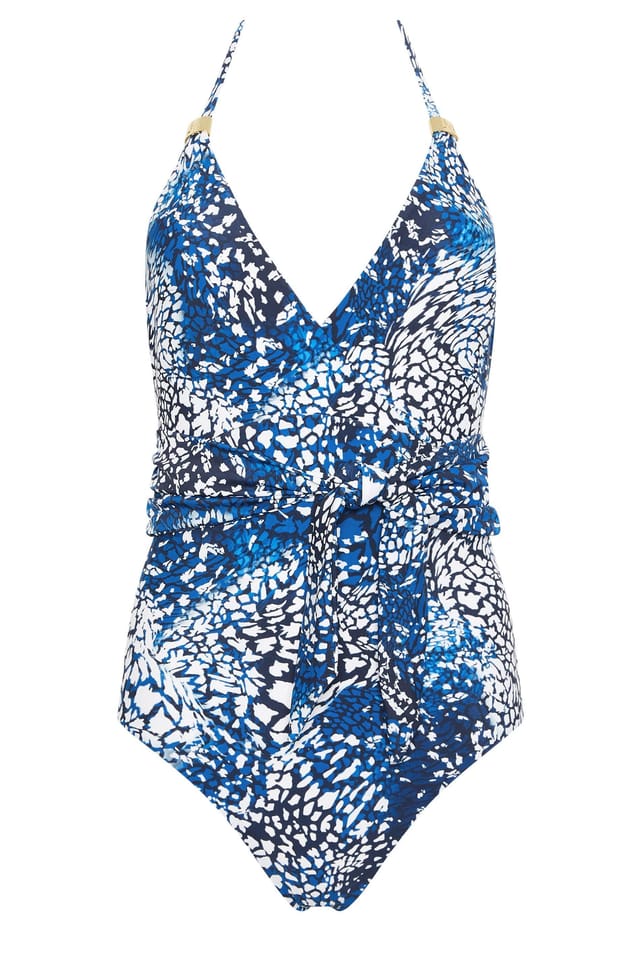 Star By Julien Macdonald Star by Julien Macdonald Women's Abstract Animal Halter Neck Swimsuit in Blue - 2