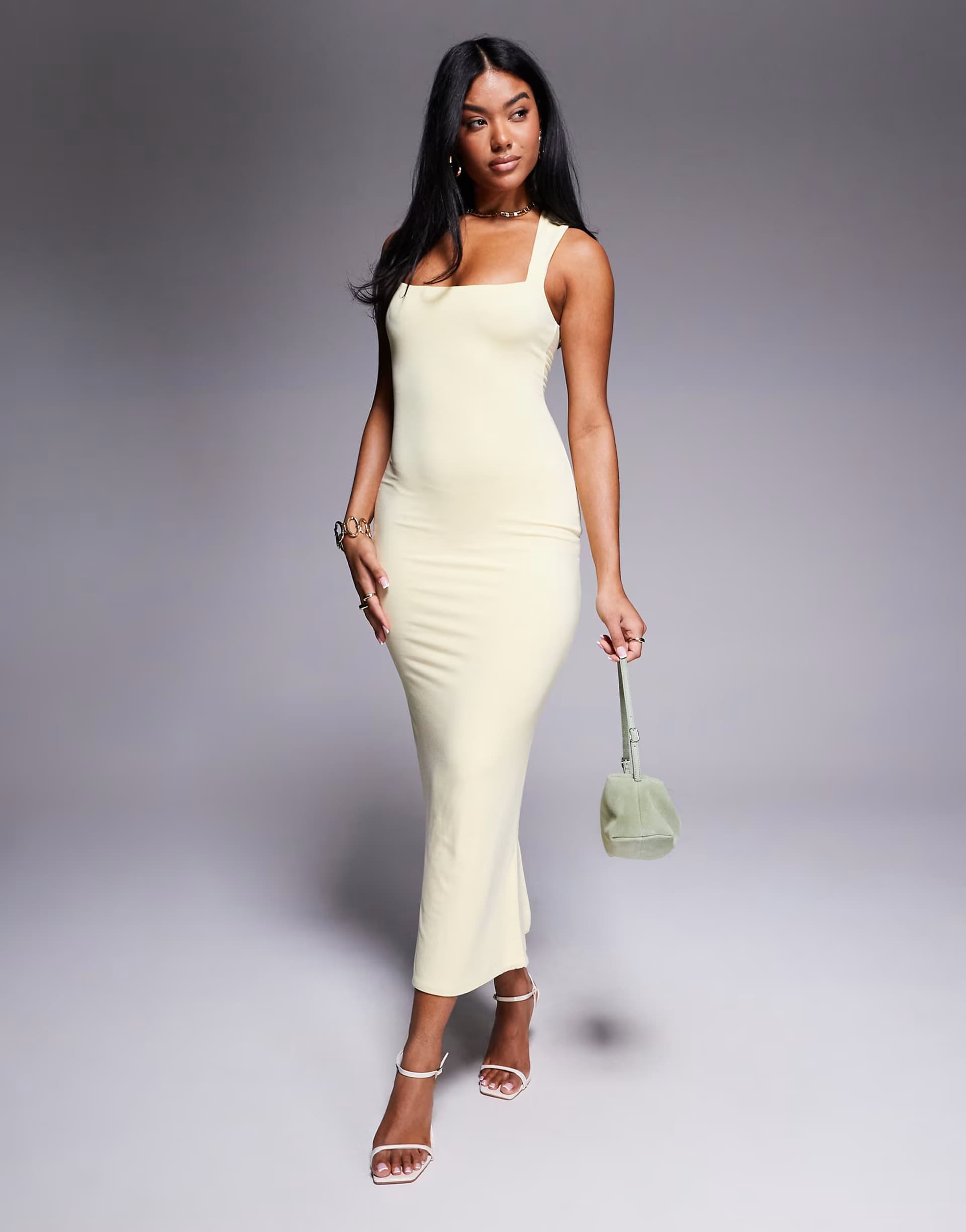 ASOS Oh Polly Ainslee jersey midaxi dress in pastel yellow