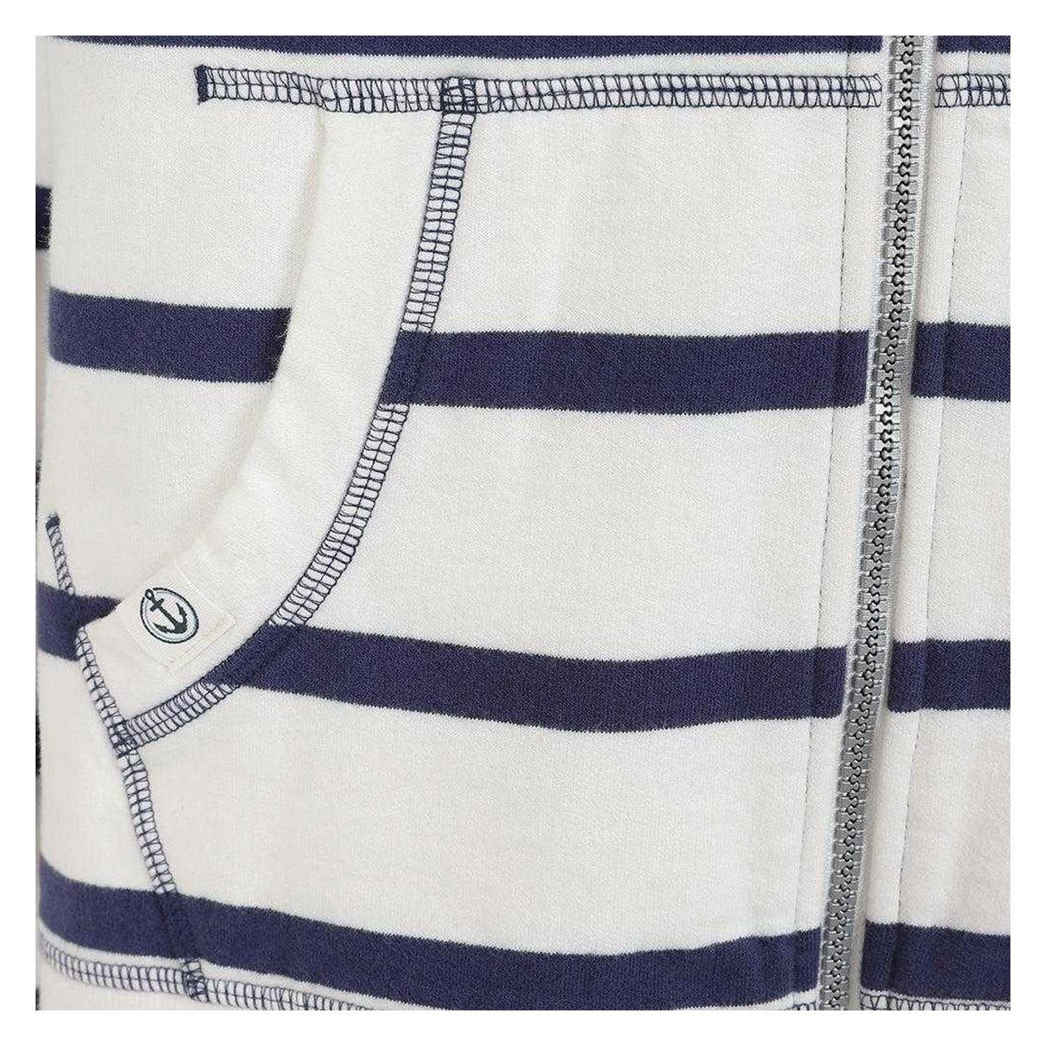 Lazy Jacks Lazy Jacks Women's Striped Full Zip Hoodie in Dark Blue - 4