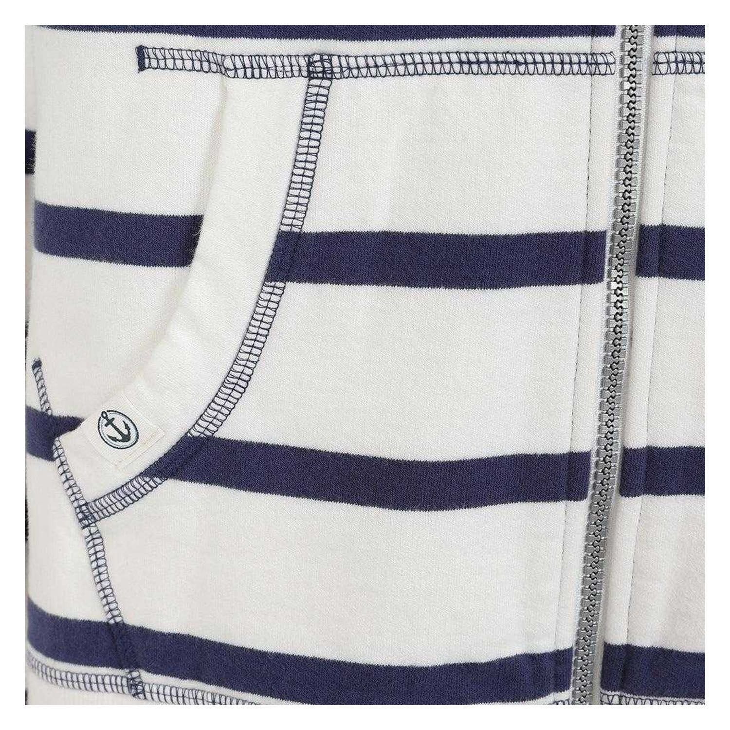 Lazy Jacks Lazy Jacks Women's Striped Full Zip Hoodie in Dark Blue - 4