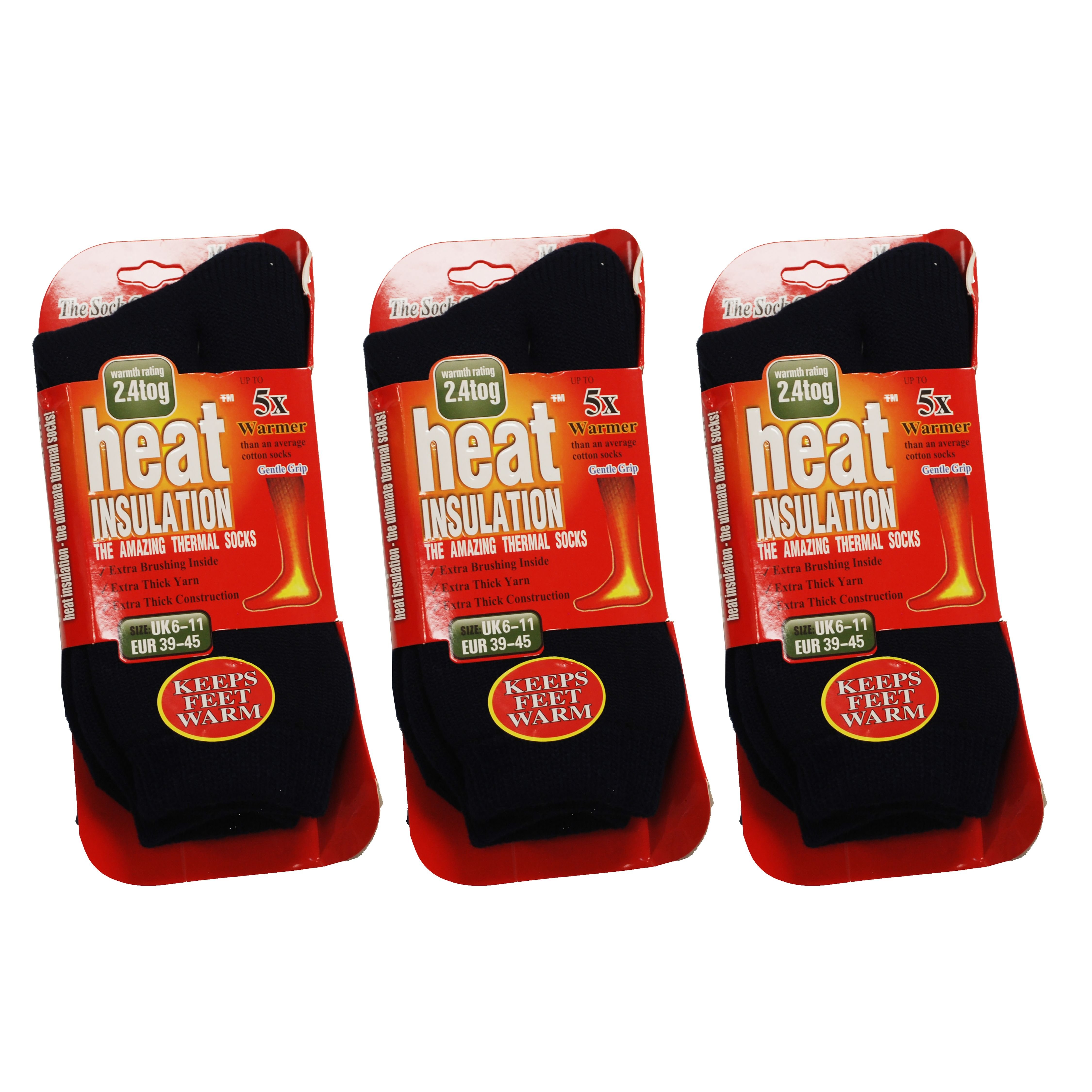 simpa simpa Men's Heat Insulation Socks 2.4 tog Size 6-11 Triple Pack in Dark Navy - 2