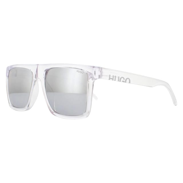 HUGO HUGO Men's Square Crystal Silver Mirror Sunglasses in Clear - 2