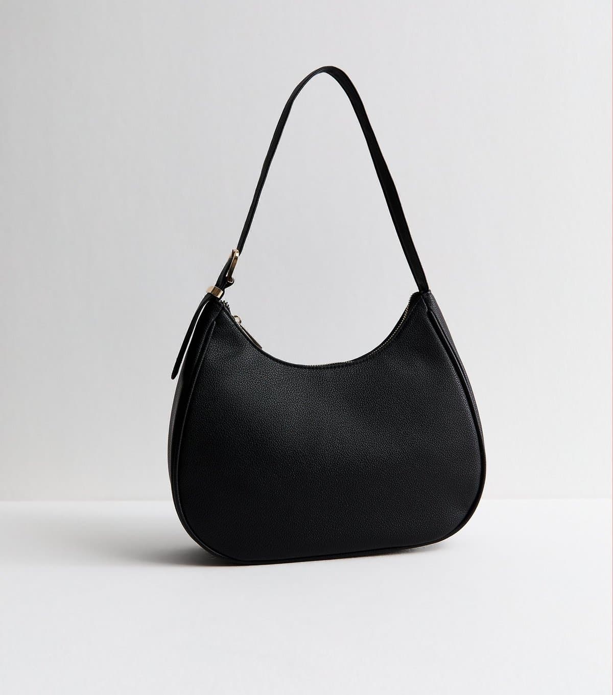 New Look Black Faux Leather Oversized Buckle Scooped Shoulder Bag New Look