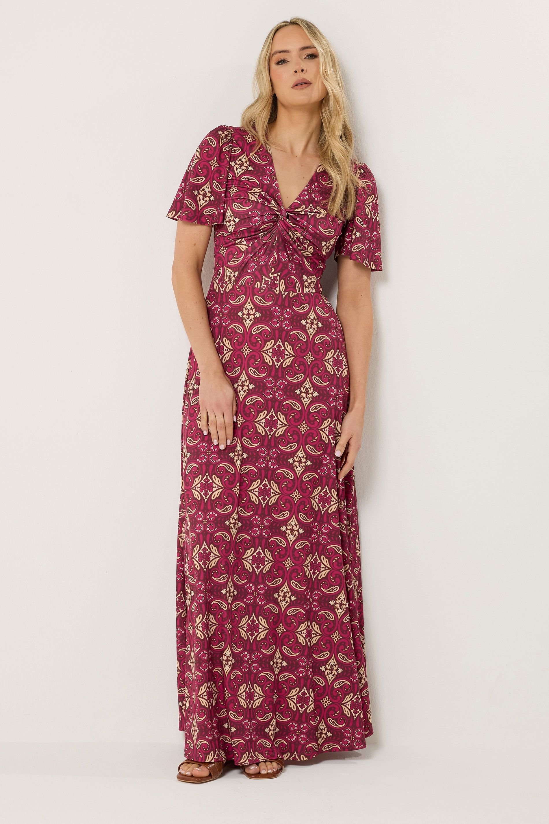 Long Tall Sally Long Tall Sally Women's Tall Twist Front Maxi Dress in Wine - 4