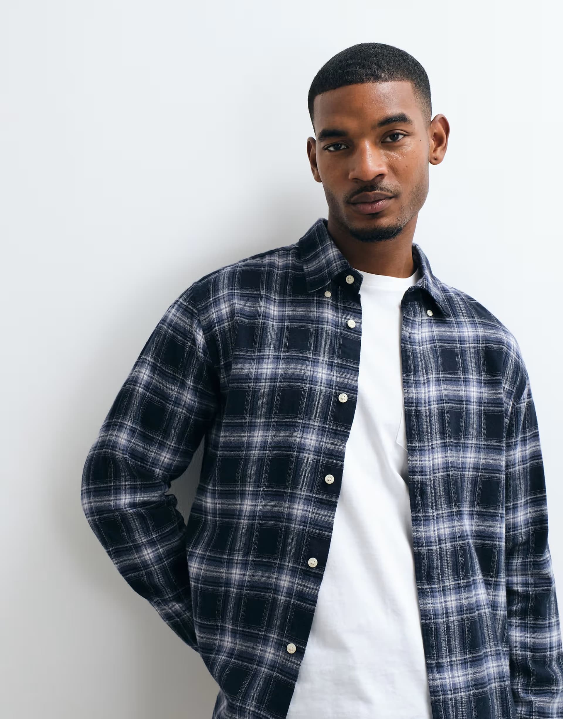 ASOS Jack & Jones Navy Flannel Check Shirt
