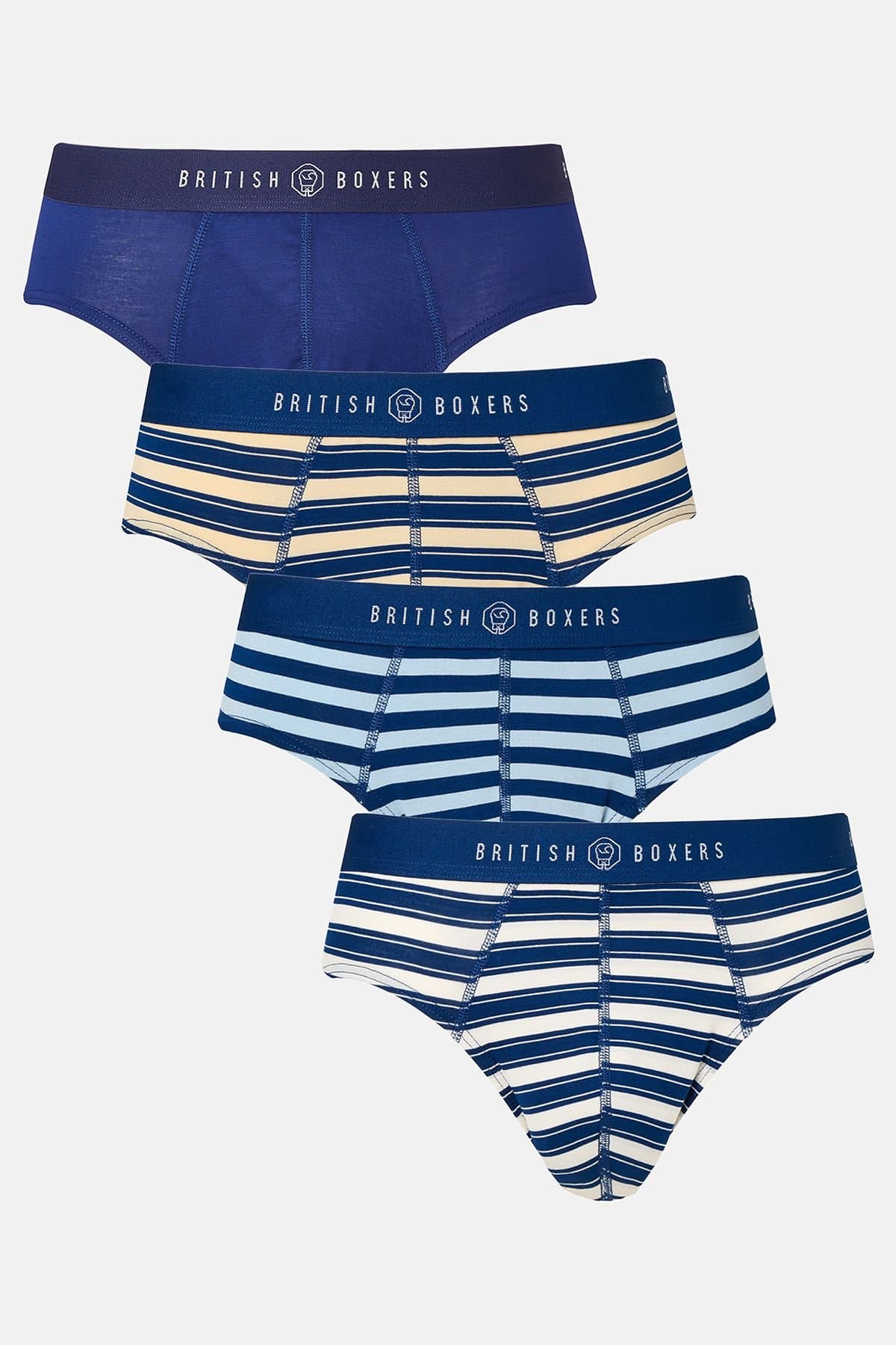 British Boxers British Boxers Men's Pack of Four "Maritime" Bamboo Briefs in Navy