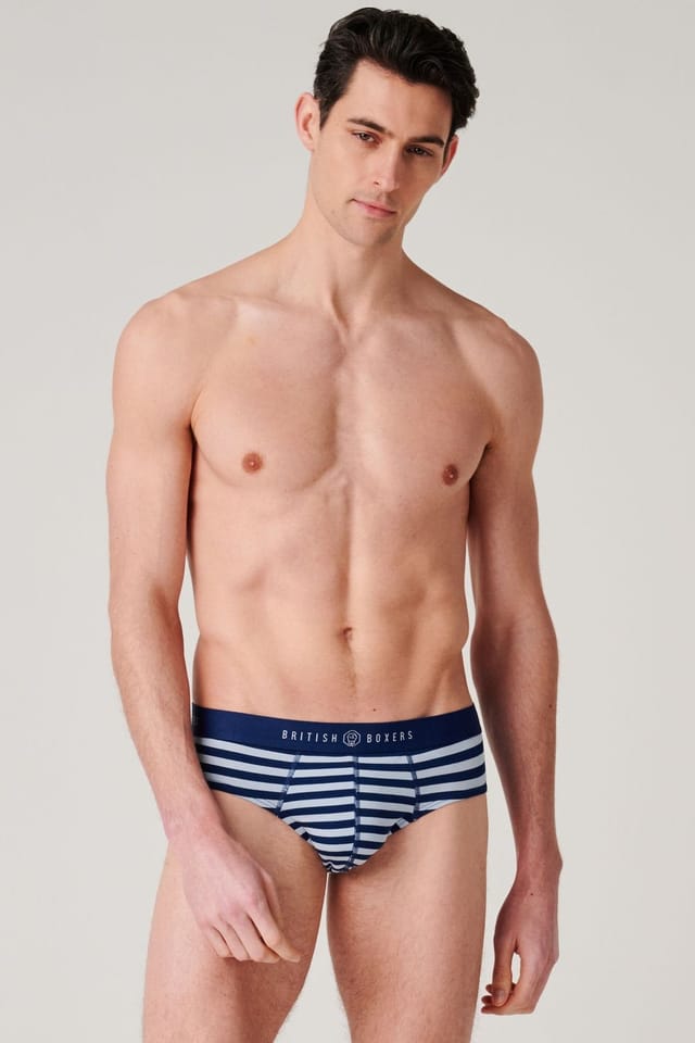 British Boxers British Boxers Men's Pack of Four "Maritime" Bamboo Briefs in Navy - 3
