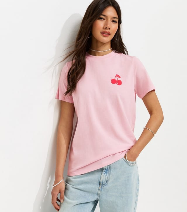 New Look Women's Pink Cherry Print T-Shirt New Look - 2