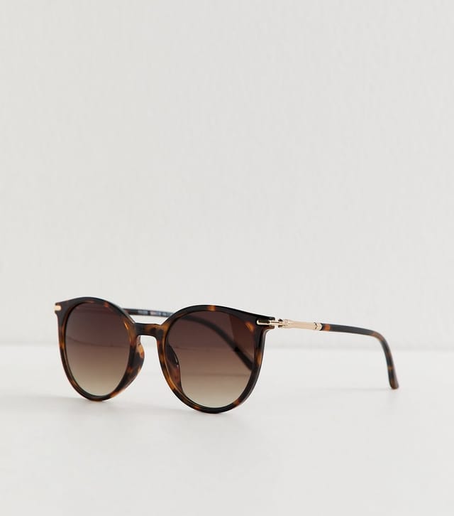 New Look Dark Brown Speckled Round Frame Sunglasses New Look - 2