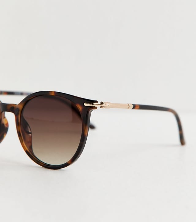 New Look Dark Brown Speckled Round Frame Sunglasses New Look - 3