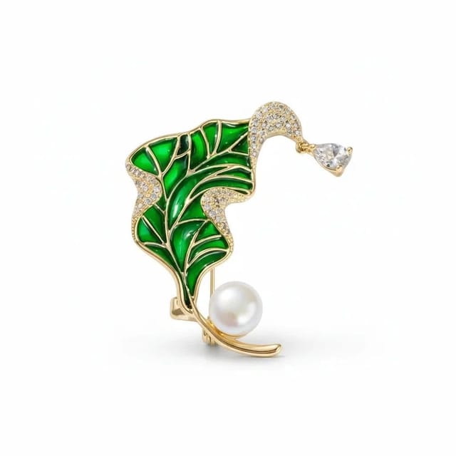 Angel Barocco Angel Barocco Women's Enamel Leaf Brooch in Yellow - 3