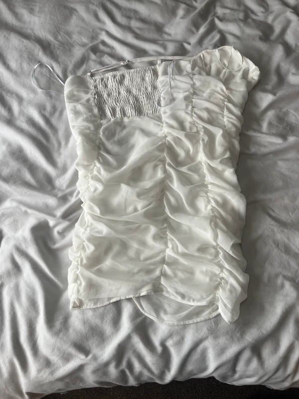 Bershka white ruched dress
