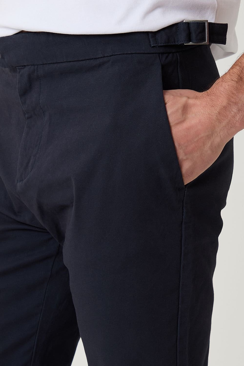 Threadbare Threadbare Men's Cotton Slim Fit Trousers With Stretch in Navy - 4