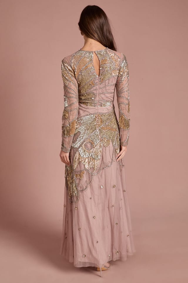 Coast Coast Women's Premium Hand Embellished Maxi Dress in Blush - 3
