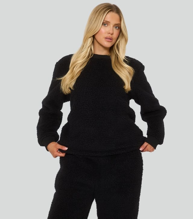 Loungeable Women's Black Borg Lounge Set Loungeable New Look - 2