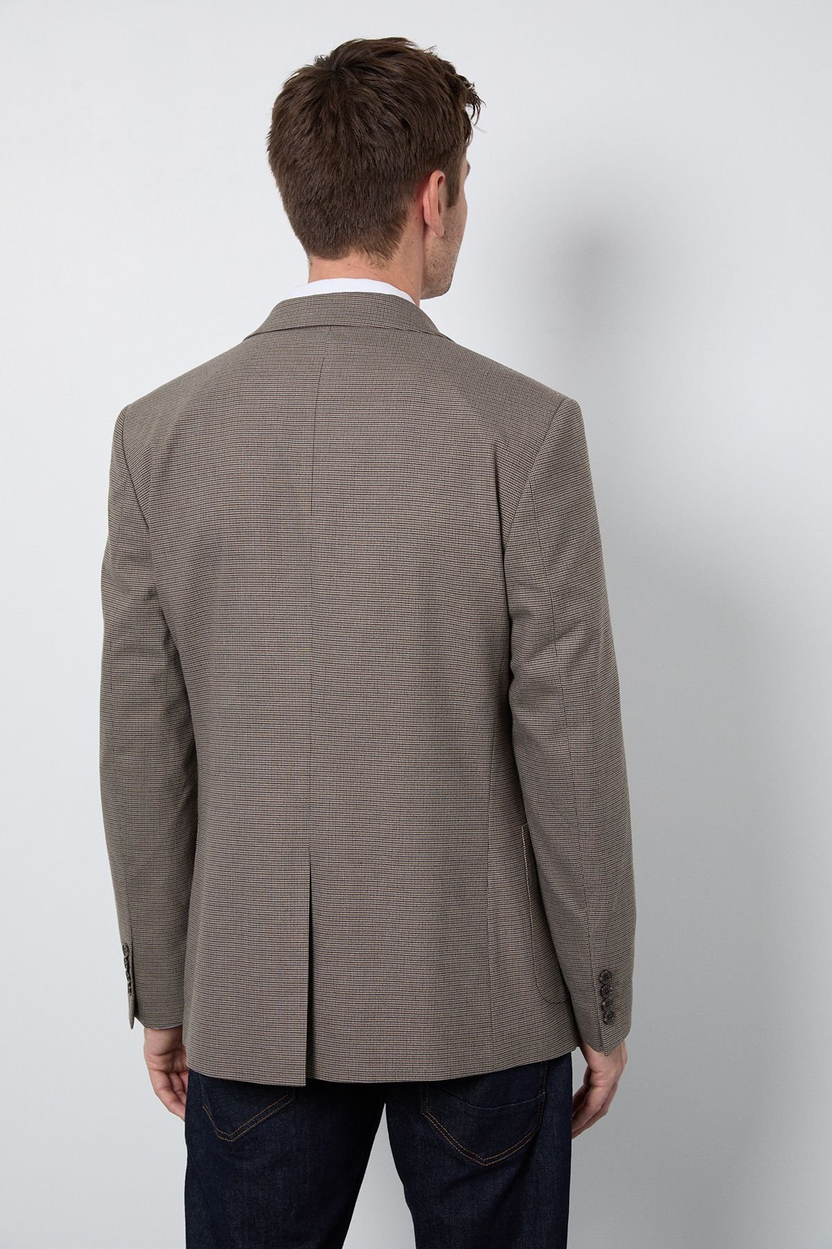 Burton Burton Men's Brown Heritage Check Patch Pocket Tailored Fit Blazer - 4