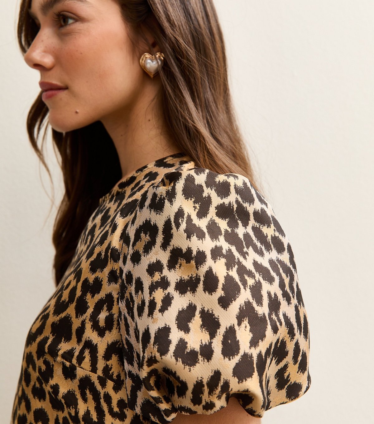 New Look Women's Petite Brown Leopard Print Jacquard Mini Dress New Look - 2