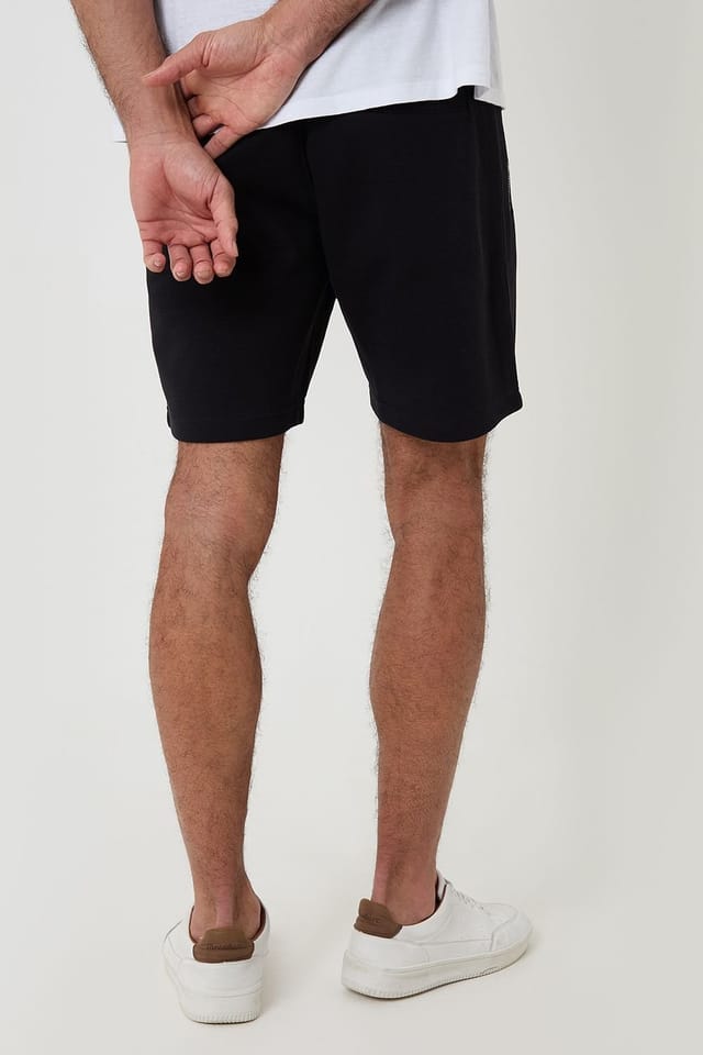 Threadbare Threadbare Men's Pique Pleated Sweat Shorts in Black - 2