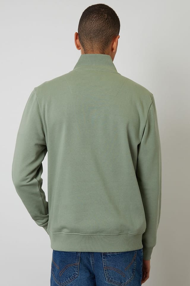 Threadbare Threadbare Men's Quarter Zip Sweatshirt in Green - 2