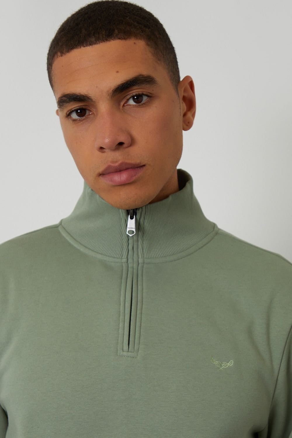 Threadbare Threadbare Men's Quarter Zip Sweatshirt in Green - 4