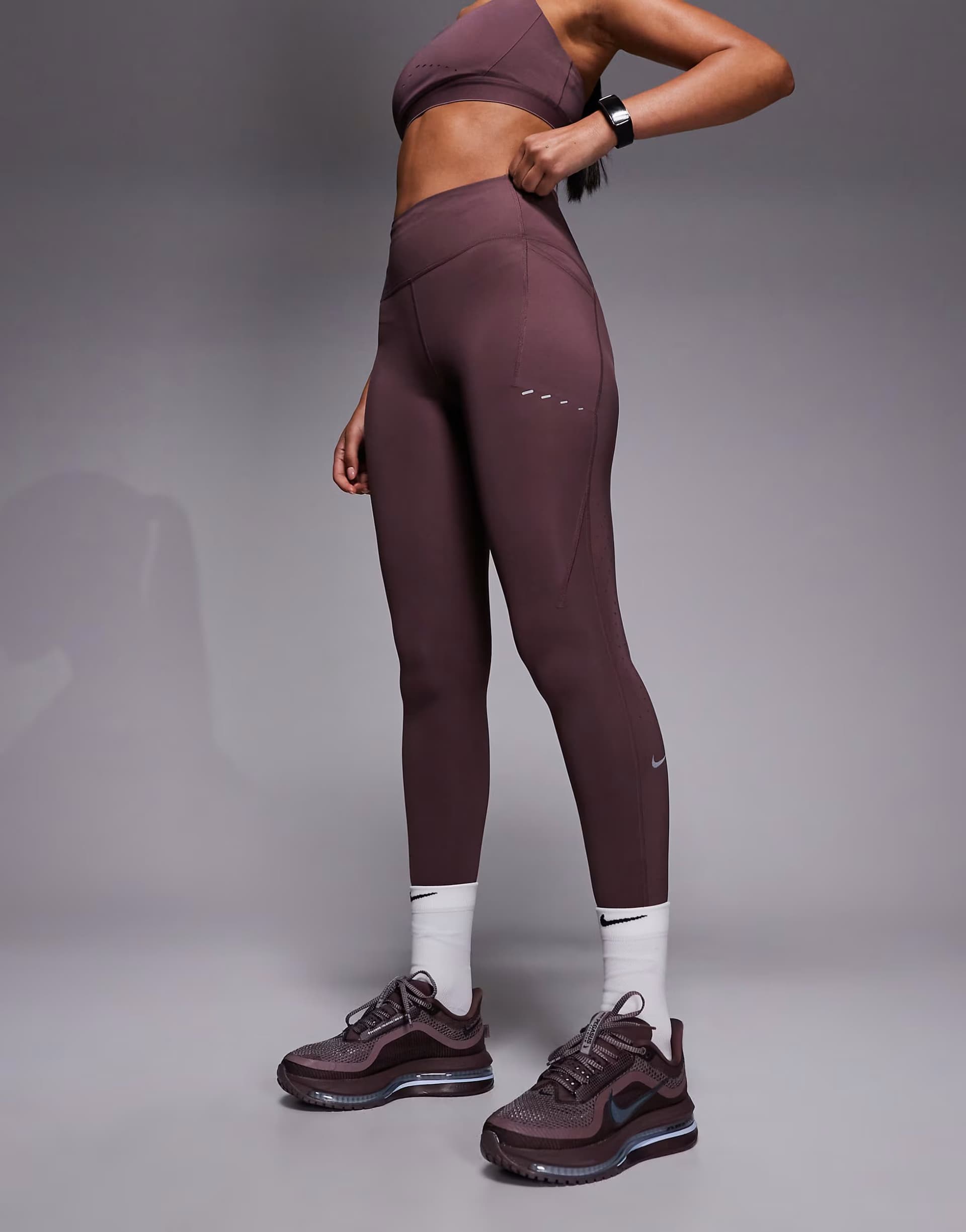 ASOS Nike Running Swift Dri-FIT 7/8 leggings in dark purple