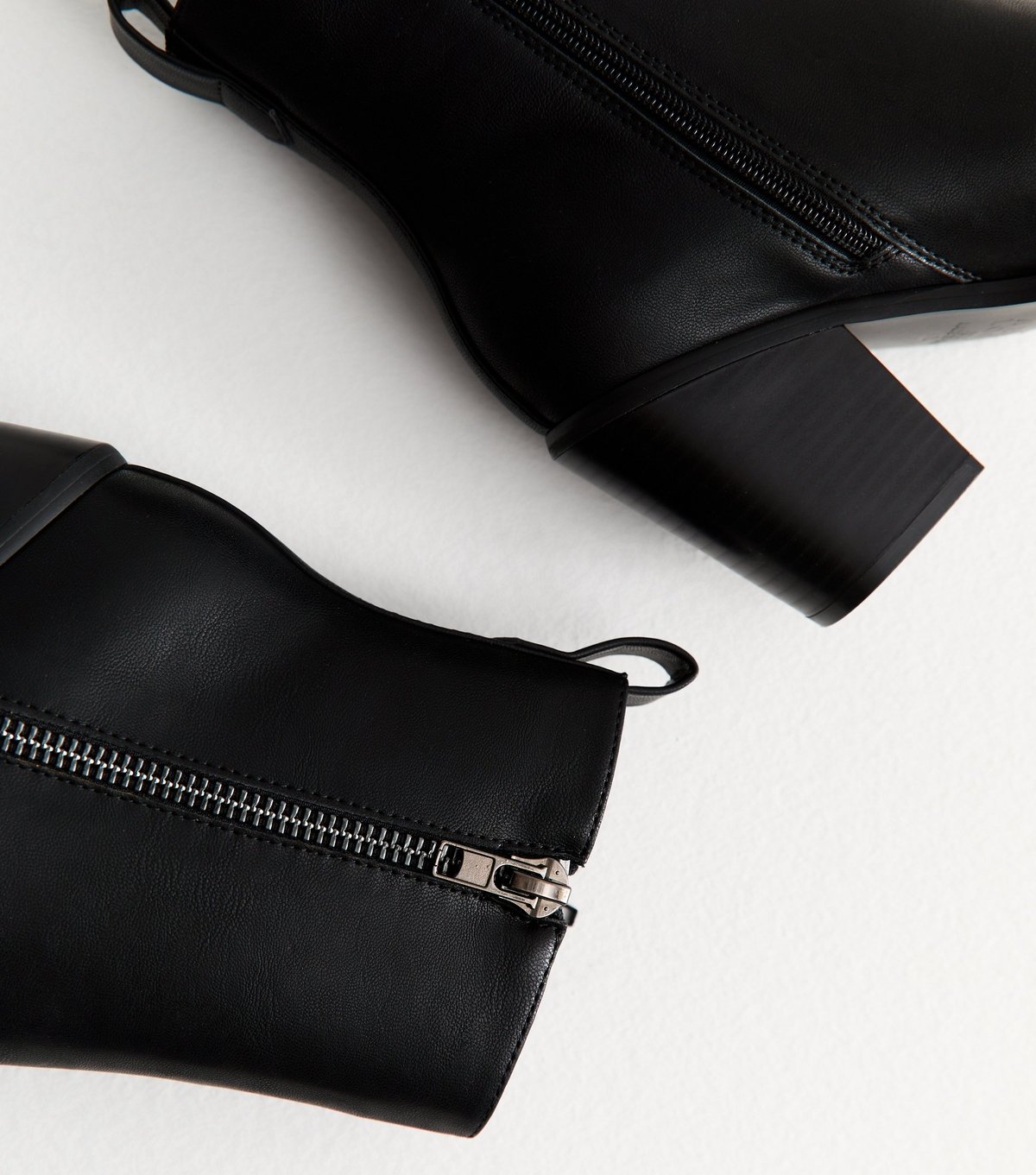 New Look Women's Wide Fit Black Faux Leather Side Zip Heeled Ankle Boots Vegan New Look - 3