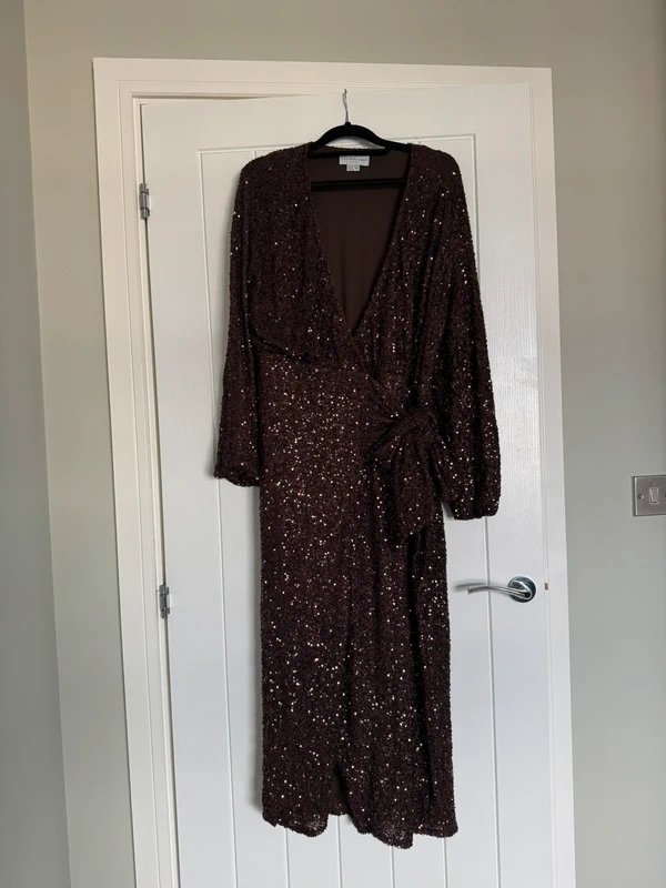 Never Fully Dressed Never Fully Dressed brown sequin Vienna dress - size 14 - 1