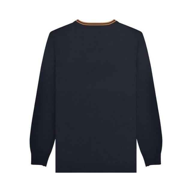 Lambretta Lambretta Men's Tipped Knitted Jumper in Navy - 2