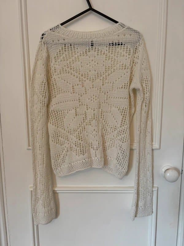 Topshop Topshop cream knitted slash neck long sleeve top