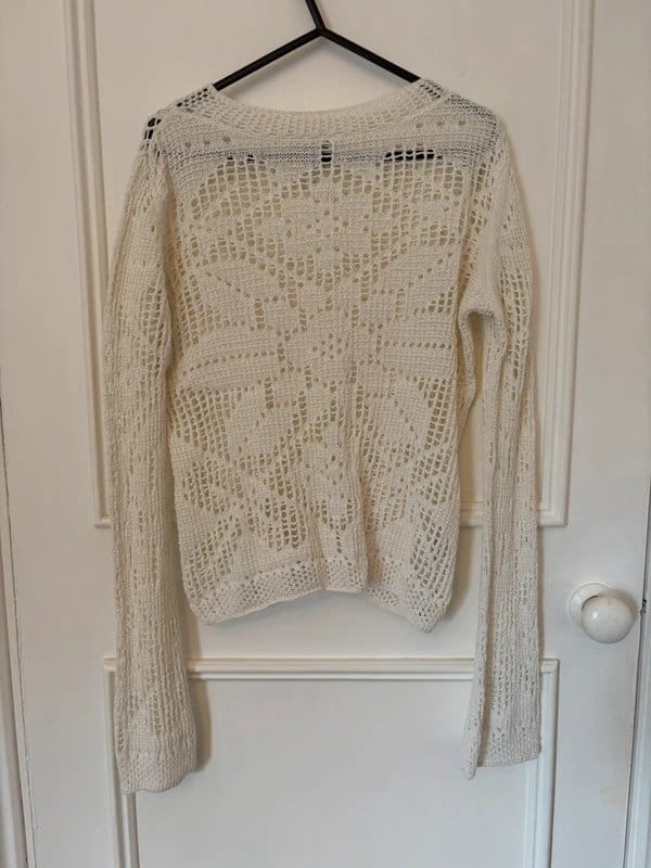 Topshop Topshop cream knitted slash neck long sleeve top - 1