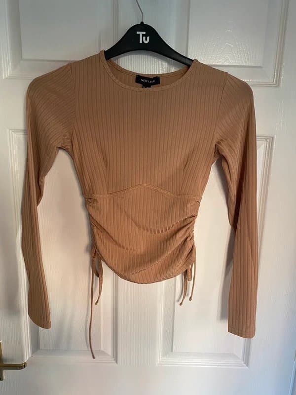 New Look Long Sleeve Ruched Corset Crop Top