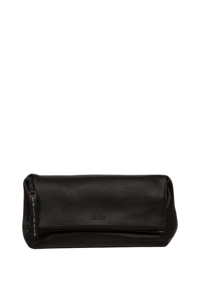 Cultured London Cultured London Women's 'Isabetta' Leather Clutch Bag in Black - 2