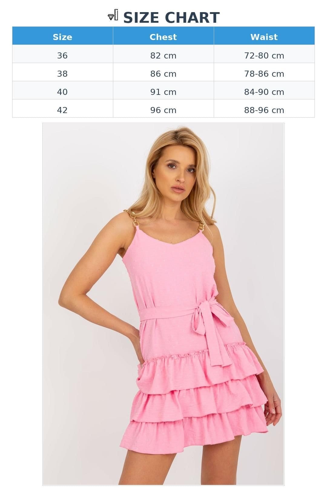 Love Lace Love Lace Women's Mini V Neck Chain Strap Frill Dress in Pink - 4