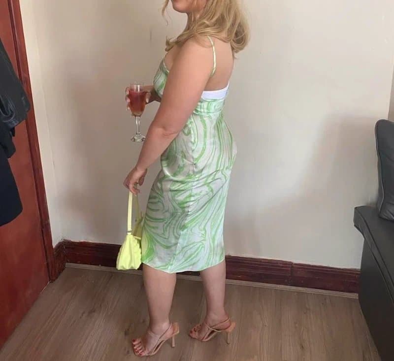 ASOS Asos luxe green marble halter midi cami dress