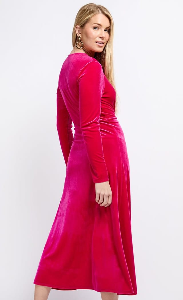 Little Mistress Little Mistress Women's Pink Velvet Knot Detail Midaxi Dress - 2