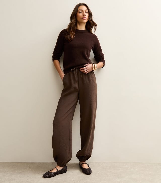 New Look Women's Tall Dark Brown Drawstring Cuffed Joggers New Look - 2