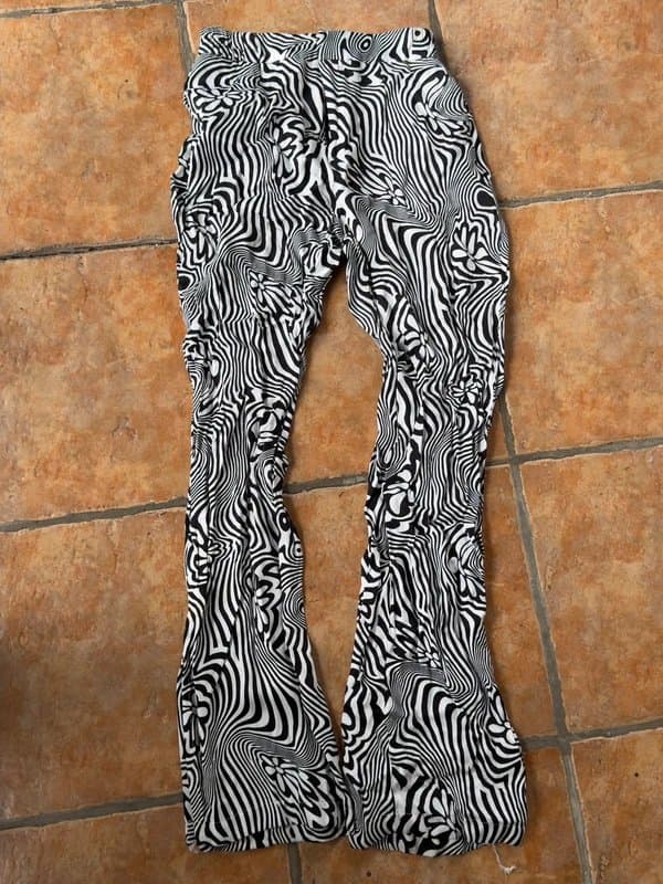 Bershka Bershka Vintage Style Abstract Print Bell Bottom Pants