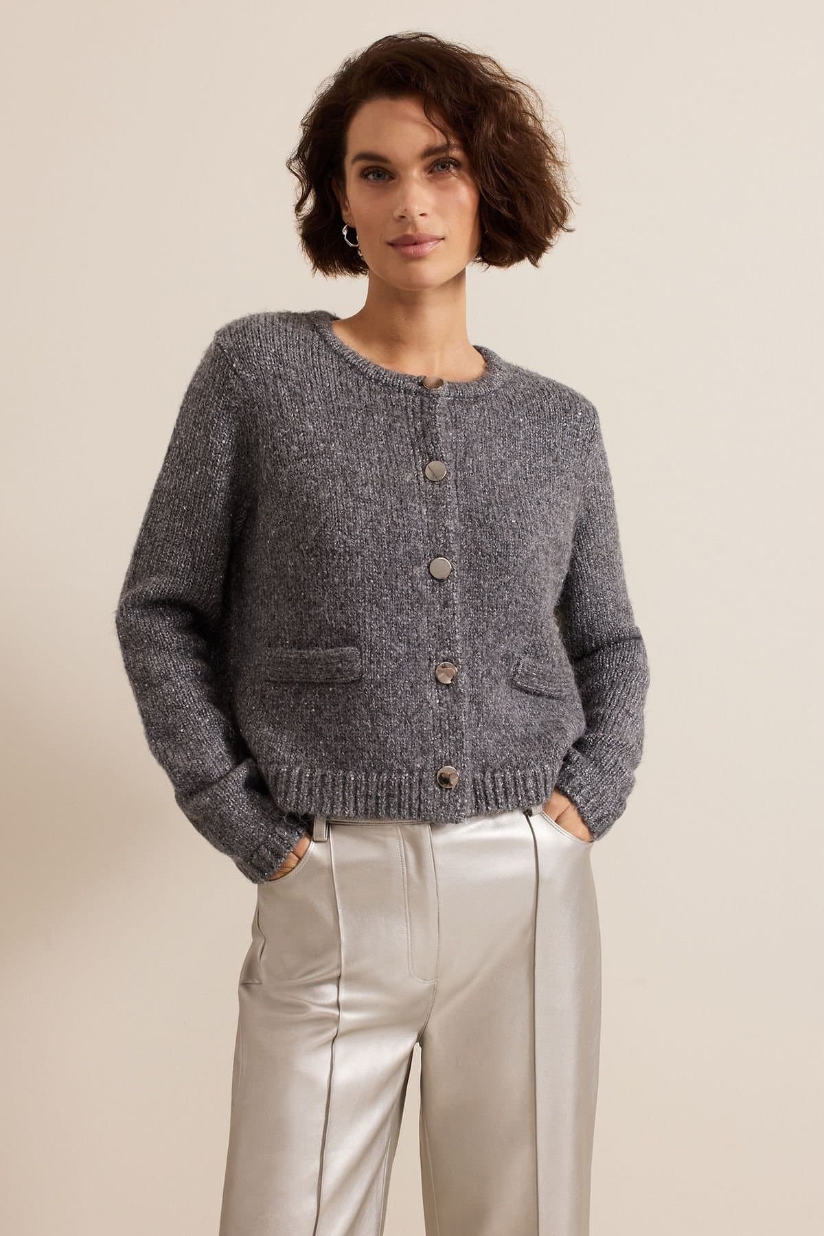 Phase Eight Phase Eight Dark Grey Knitted Jacket