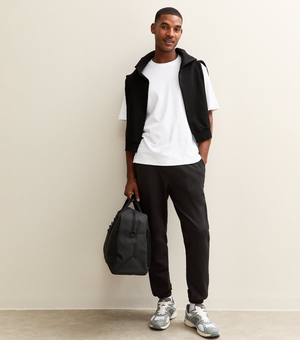 New Look Men's Black Regular Drawstring Waist Joggers New Look