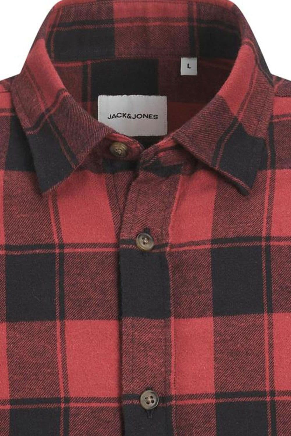 jack & jones Jack & Jones Men's Slim Fit Checked Shirt Long Sleeve Comfortable Brick Red - 4
