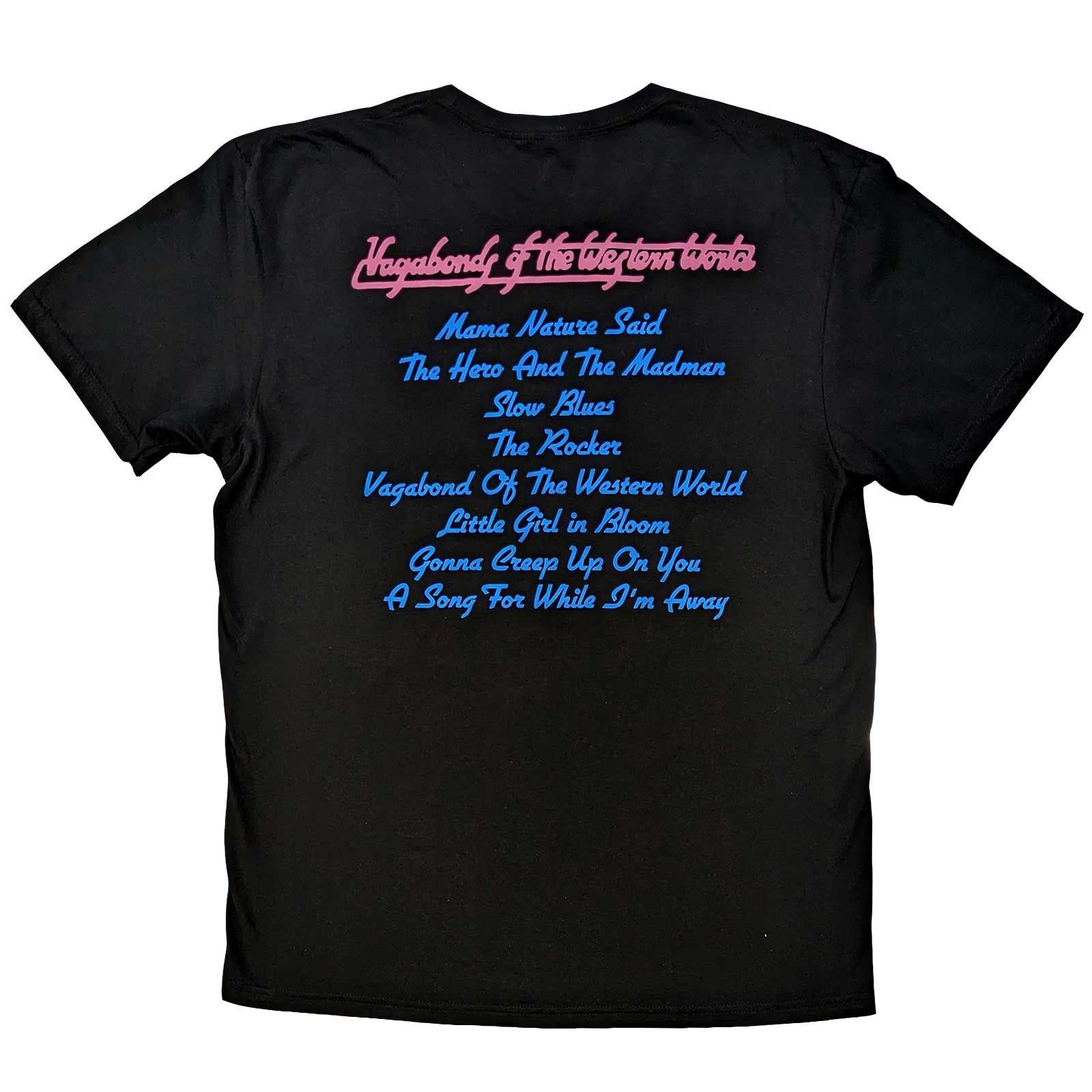 Thin Lizzy Thin Lizzy Men's Vagabonds Of The Western World Tracklist Back Print Cotton T-Shirt in Black - 2