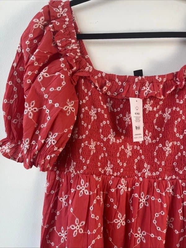 New Look New look - embroidered short dress - size 16 - red