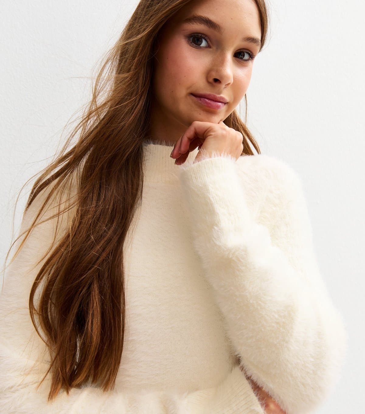 New Look New Look Cream Textured Knit High Neck Jumper